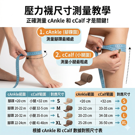 壓力襪尺寸怎麼量？腳踝、小腿圍才是關鍵